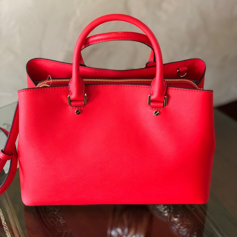 NWT Michael Kors large savannah handbag dk sangria - Picture 3 of 5